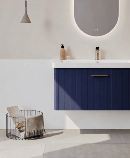 Orka Procıda 105 cm Mat Lacivert / Altın Kulplu ,Banyo Dolabı Alt Modül ve Lavabo, 5007220 - 7
