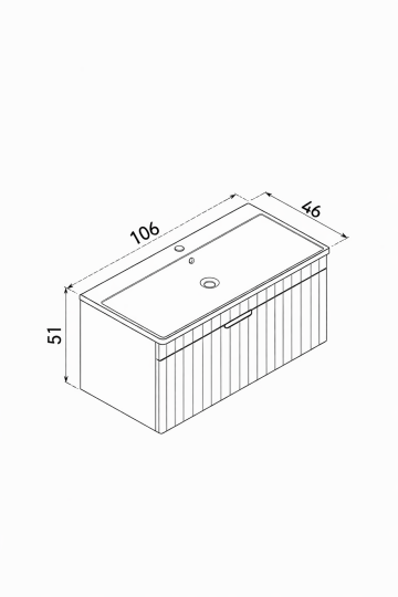 Orka Procıda 105 cm Mat Lacivert / Altın Kulplu ,Banyo Dolabı Alt Modül ve Lavabo, 5007220 - 8