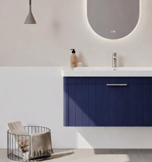 Orka Procıda 105 cm Mat Lacivert / Krom Kulplu ,Banyo Dolabı Alt Modül ve Lavabo, 5007224 - 7