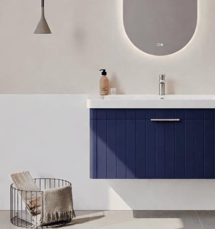Orka Procıda 105 cm Mat Lacivert / Krom Kulplu ,Banyo Dolabı Alt Modül ve Lavabo, 5007224 - 7