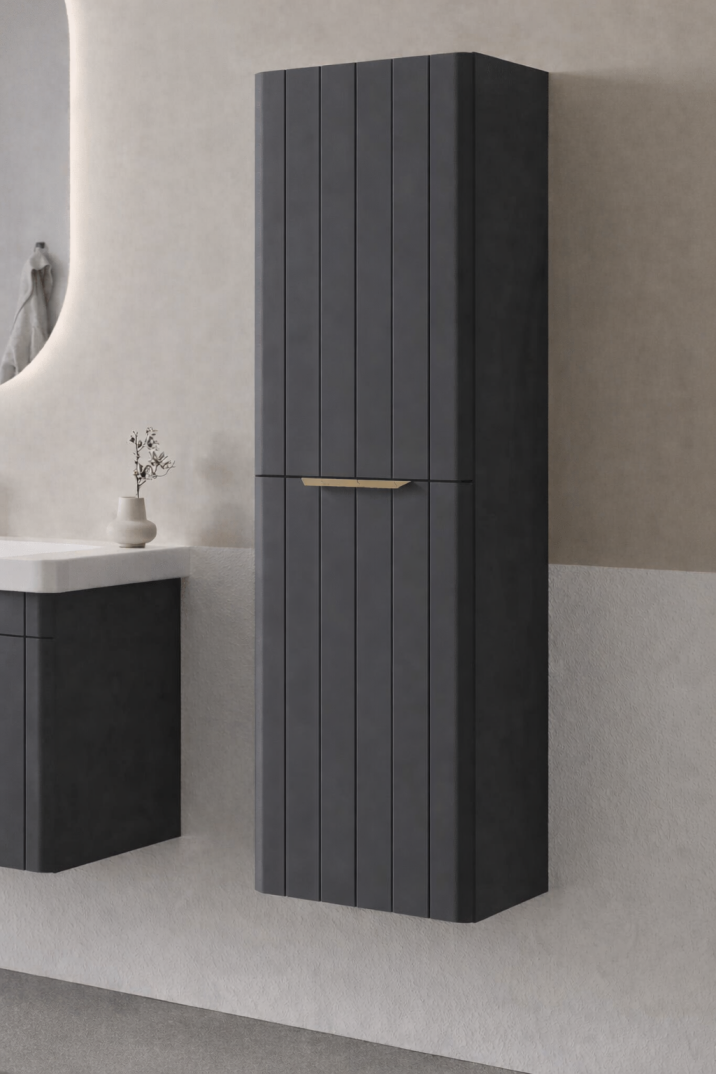 Orka Procıda 40 Cm Mat Antrasit / Altın Kulplu Banyo Boy Dolabı, 3009338 - 1