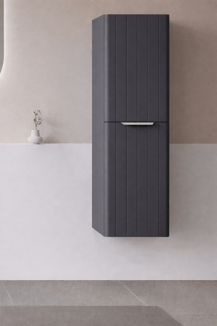 Orka Procıda 40 Cm Mat Antrasit / Krom Kulplu Banyo Boy Dolabı, 3009342 - 3