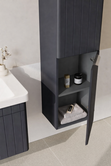 Orka Procıda 40 Cm Mat Antrasit / Krom Kulplu Banyo Boy Dolabı, 3009342 - 4