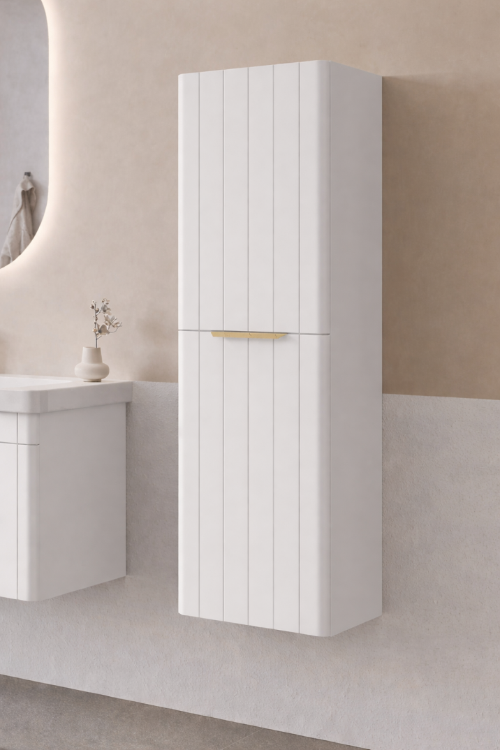 Orka Procıda 40 Cm Mat Beyaz / Altın Kulplu Banyo Boy Dolabı, 3009337 - 2