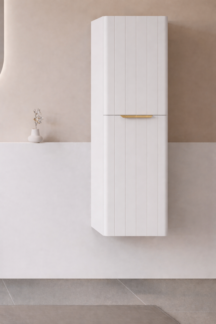Orka Procıda 40 Cm Mat Beyaz / Altın Kulplu Banyo Boy Dolabı, 3009337 - 3