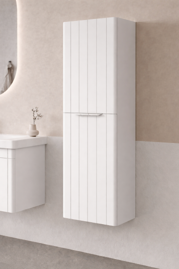 Orka Procıda 40 Cm Mat Beyaz / Krom Kulplu Banyo Boy Dolabı, 3009341