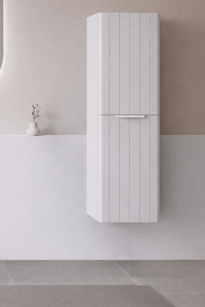 Orka Procıda 40 Cm Mat Beyaz / Krom Kulplu Banyo Boy Dolabı, 3009341 - 3
