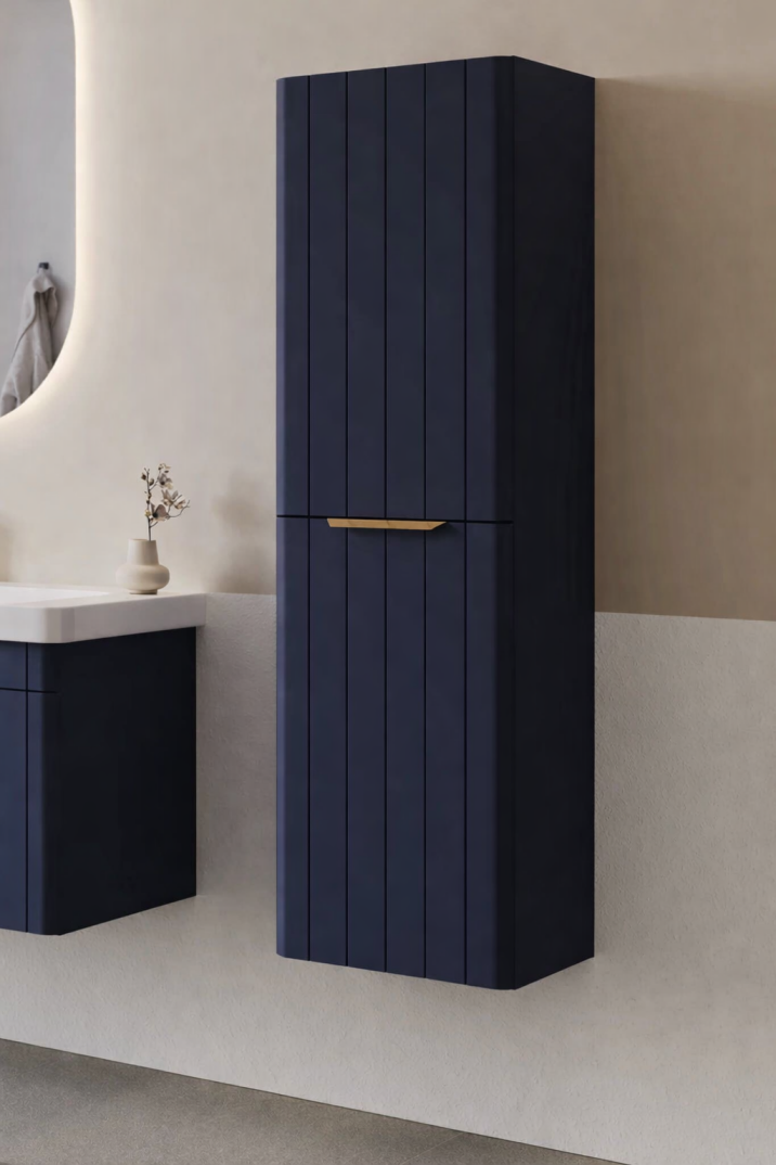 Orka Procıda 40 Cm Mat Lacivert / Altın Kulplu Banyo Boy Dolabı, 3009340 - 2