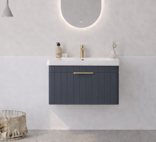 Orka Procıda 60 cm Mat Antrasit / Altın Kulplu ,Banyo Dolabı Alt Modül ve Lavabo, 5007202 