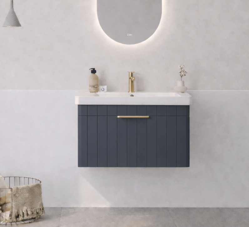 Orka Procıda 60 cm Mat Antrasit / Altın Kulplu ,Banyo Dolabı Alt Modül ve Lavabo, 5007202 - 2