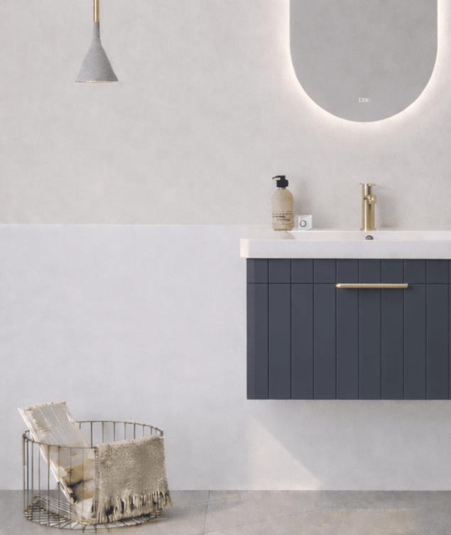 Orka Procıda 60 cm Mat Antrasit / Altın Kulplu ,Banyo Dolabı Alt Modül ve Lavabo, 5007202 - 7