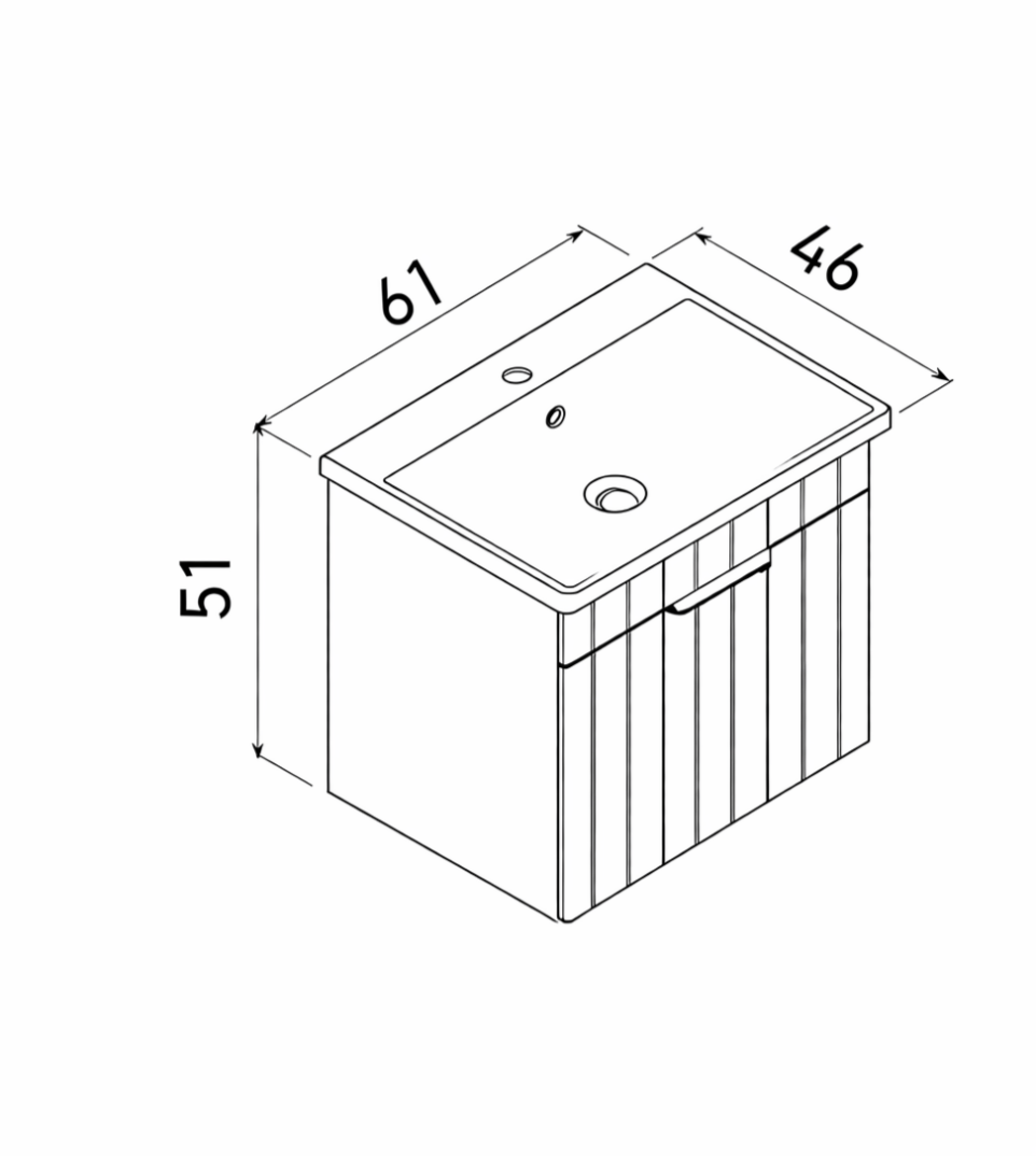 Orka Procıda 60 cm Mat Antrasit / Altın Kulplu ,Banyo Dolabı Alt Modül ve Lavabo, 5007202 - 8