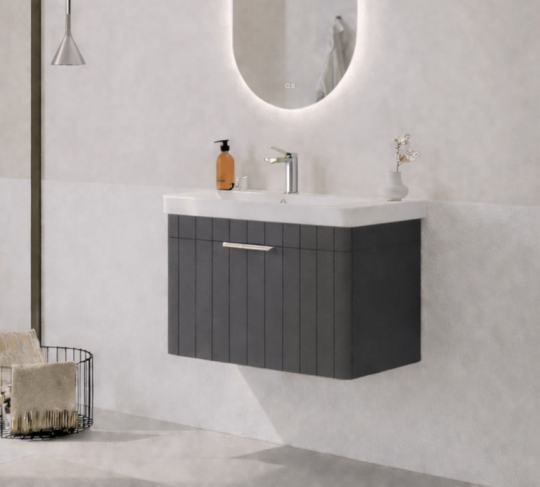 Orka Procıda 60 cm Mat Antrasit / Krom Kulplu ,Banyo Dolabı Alt Modül ve Lavabo, 5007206 - 3