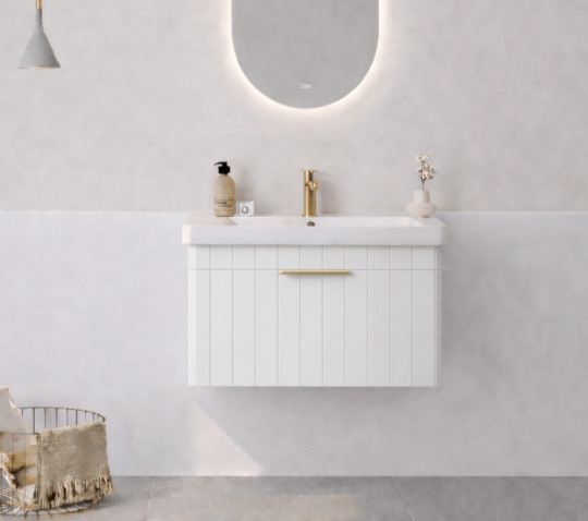 Orka Procıda 60 cm Mat Beyaz / Altın Kulplu ,Banyo Dolabı Alt Modül ve Lavabo, 5007201 