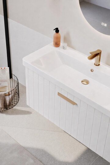 Orka Procıda 60 cm Mat Beyaz / Altın Kulplu ,Banyo Dolabı Alt Modül ve Lavabo, 5007201 - 6