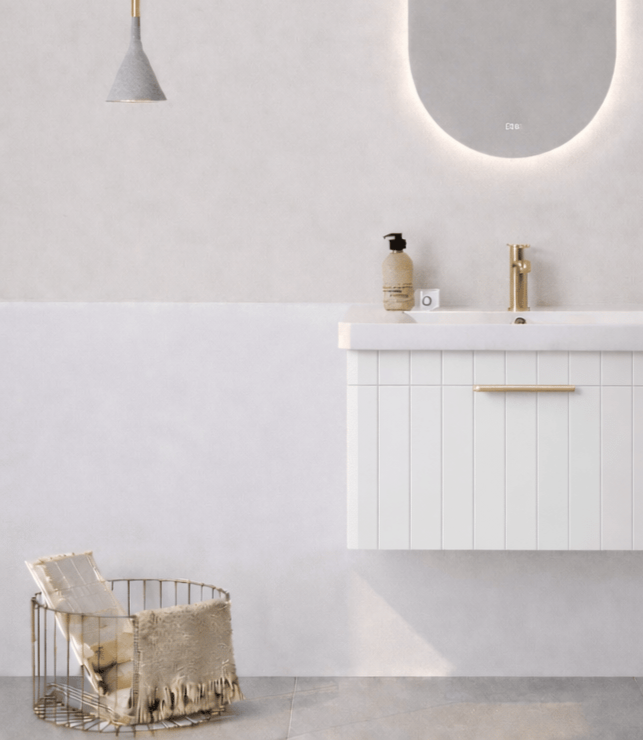 Orka Procıda 60 cm Mat Beyaz / Altın Kulplu ,Banyo Dolabı Alt Modül ve Lavabo, 5007201 - 7