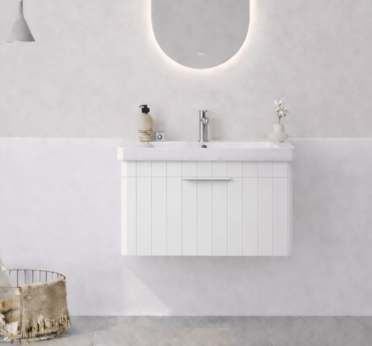 Orka Procıda 60 cm Mat Beyaz / Krom Kulplu ,Banyo Dolabı Alt Modül ve Lavabo, 5007205 