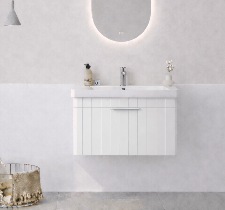 Orka Procıda 60 cm Mat Beyaz / Krom Kulplu ,Banyo Dolabı Alt Modül ve Lavabo, 5007205 - 2