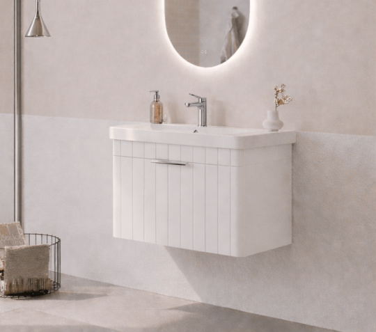 Orka Procıda 60 cm Mat Beyaz / Krom Kulplu ,Banyo Dolabı Alt Modül ve Lavabo, 5007205 - 3