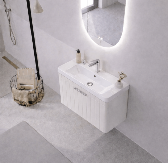 Orka Procıda 60 cm Mat Beyaz / Krom Kulplu ,Banyo Dolabı Alt Modül ve Lavabo, 5007205 - 4