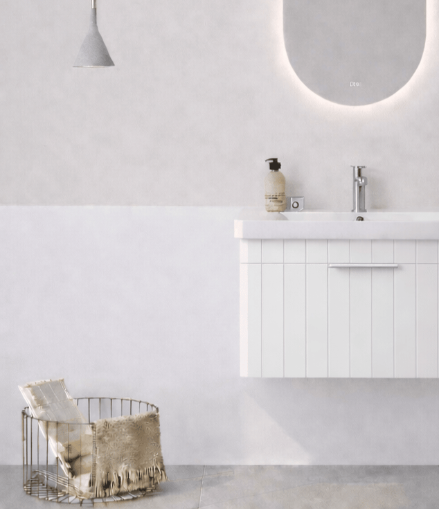 Orka Procıda 60 cm Mat Beyaz / Krom Kulplu ,Banyo Dolabı Alt Modül ve Lavabo, 5007205 - 7