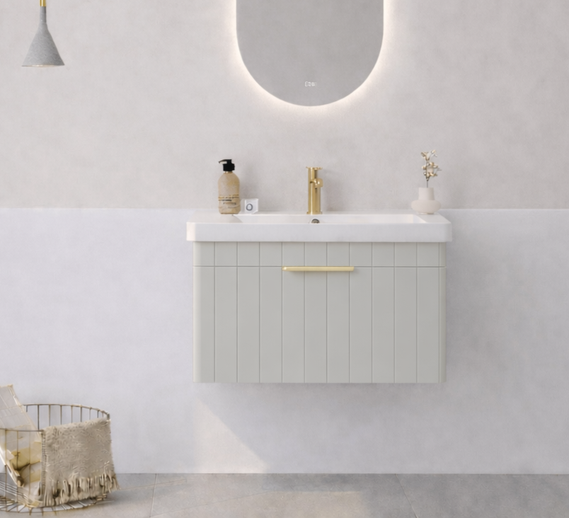 Orka Procıda 60 cm Mat Kaşmir / Altın Kulplu ,Banyo Dolabı Alt Modül ve Lavabo, 5007203 - 1