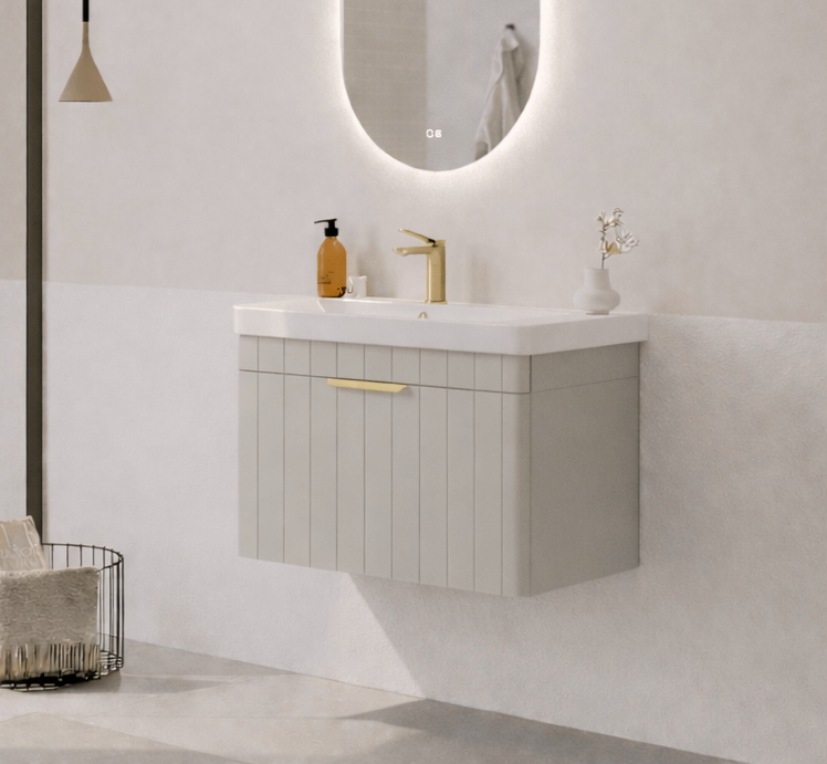 Orka Procıda 60 cm Mat Kaşmir / Altın Kulplu ,Banyo Dolabı Alt Modül ve Lavabo, 5007203 - 3
