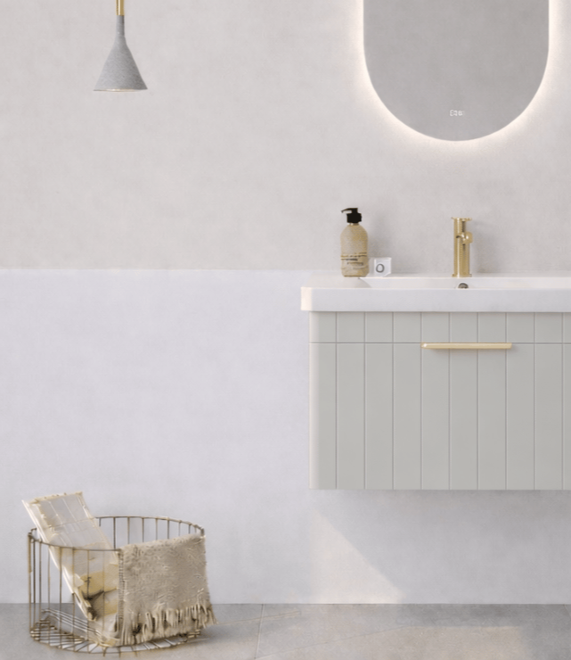 Orka Procıda 60 cm Mat Kaşmir / Altın Kulplu ,Banyo Dolabı Alt Modül ve Lavabo, 5007203 - 7