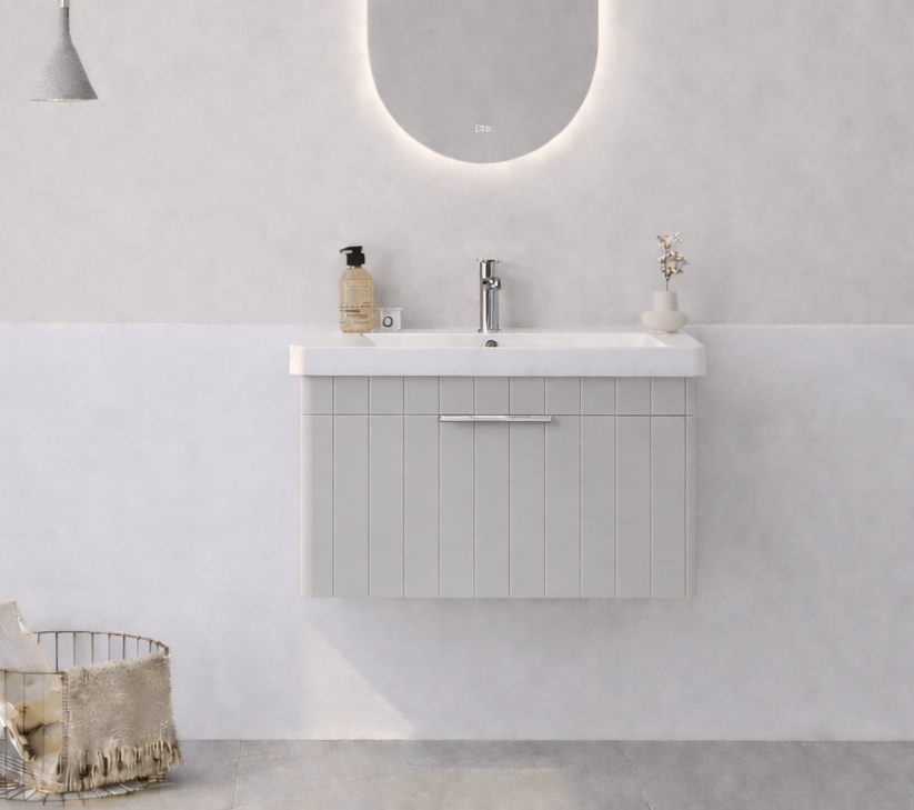 Orka Procıda 60 cm Mat Kaşmir / Krom Kulplu ,Banyo Dolabı Alt Modül ve Lavabo, 5007207 - 2