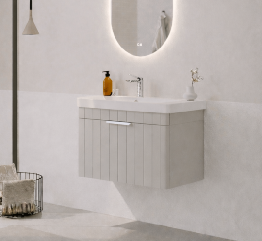 Orka Procıda 60 cm Mat Kaşmir / Krom Kulplu ,Banyo Dolabı Alt Modül ve Lavabo, 5007207 - 3