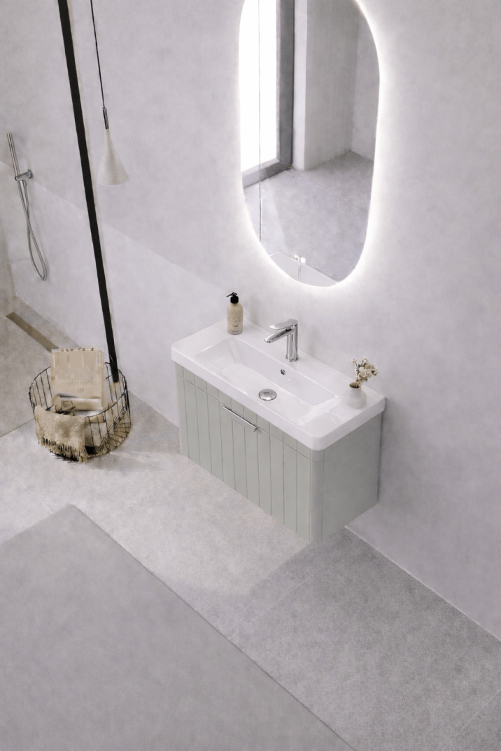 Orka Procıda 60 cm Mat Kaşmir / Krom Kulplu ,Banyo Dolabı Alt Modül ve Lavabo, 5007207 - 4