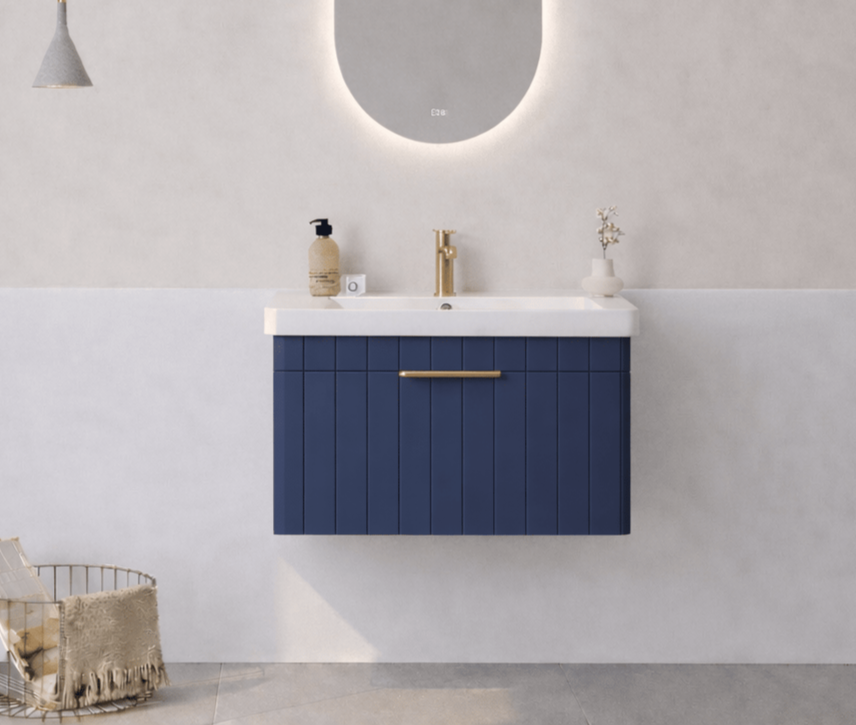 Orka Procıda 60 cm Mat Lacivert / Altın Kulplu ,Banyo Dolabı Alt Modül ve Lavabo, 5007204 - 2