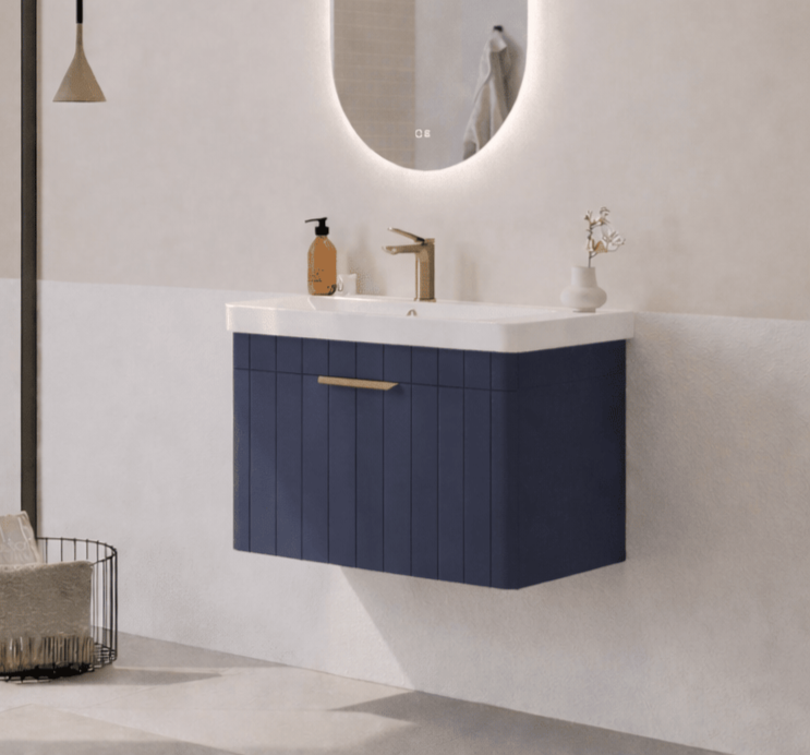 Orka Procıda 60 cm Mat Lacivert / Altın Kulplu ,Banyo Dolabı Alt Modül ve Lavabo, 5007204 - 3