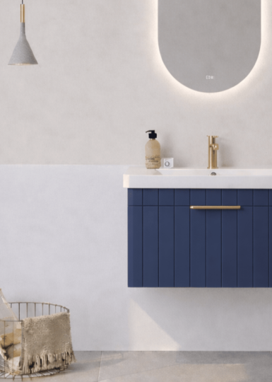 Orka Procıda 60 cm Mat Lacivert / Altın Kulplu ,Banyo Dolabı Alt Modül ve Lavabo, 5007204 - 7