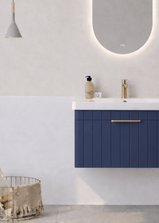 Orka Procıda 60 cm Mat Lacivert / Altın Kulplu ,Banyo Dolabı Alt Modül ve Lavabo, 5007204 - 7