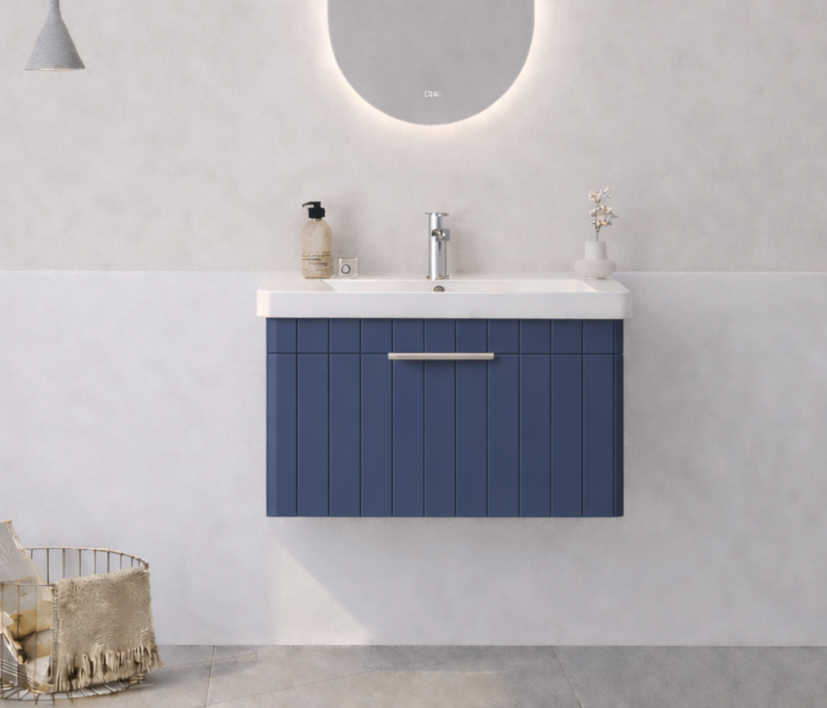 Orka Procıda 60 cm Mat Lacivert / Krom Kulplu ,Banyo Dolabı Alt Modül ve Lavabo, 5007208 - 2