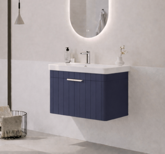 Orka Procıda 60 cm Mat Lacivert / Krom Kulplu ,Banyo Dolabı Alt Modül ve Lavabo, 5007208 - 3