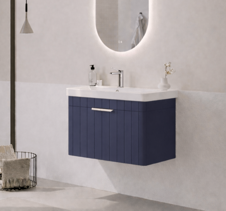 Orka Procıda 60 cm Mat Lacivert / Krom Kulplu ,Banyo Dolabı Alt Modül ve Lavabo, 5007208 - 3