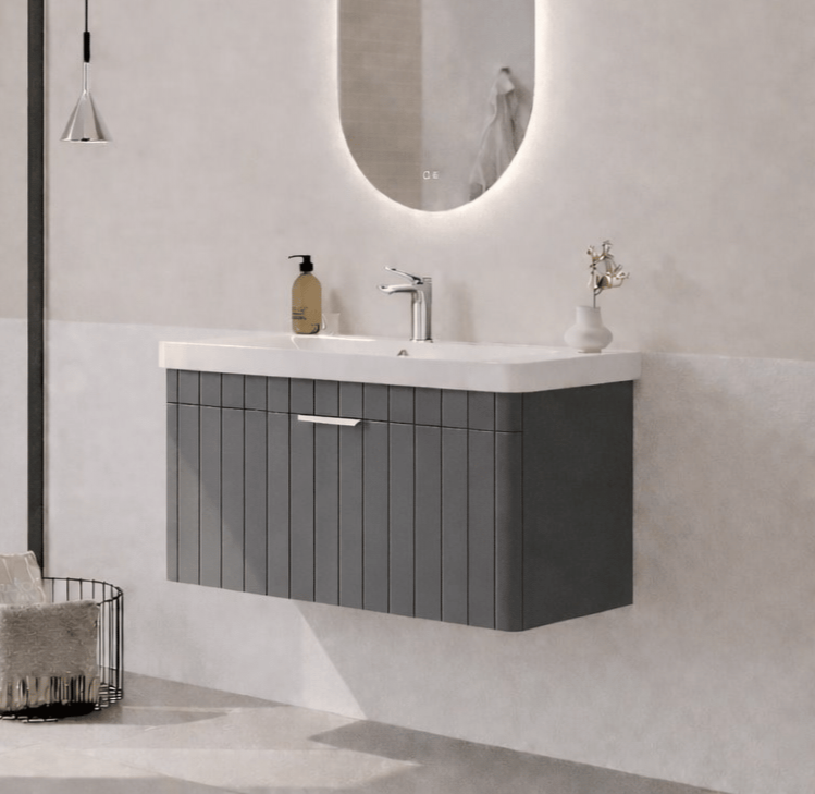 Orka Procıda 80 cm Mat Antrasit / Krom Kulplu ,Banyo Dolabı Alt Modül ve Lavabo, 5007214 - 4