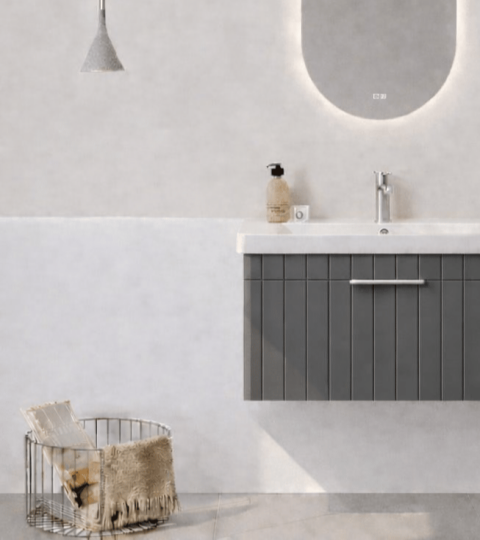Orka Procıda 80 cm Mat Antrasit / Krom Kulplu ,Banyo Dolabı Alt Modül ve Lavabo, 5007214 - 7