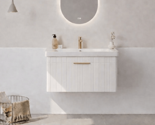 Orka Procıda 80 cm Mat Beyaz / Altın Kulplu ,Banyo Dolabı Alt Modül ve Lavabo, 5007209 - 2