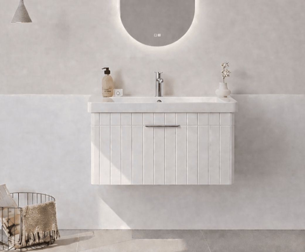 Orka Procıda 80 cm Mat Beyaz / Krom Kulplu ,Banyo Dolabı Alt Modül ve Lavabo, 5007213 - 1