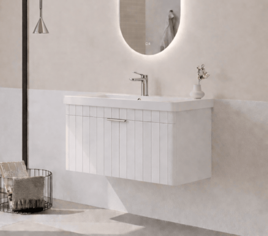 Orka Procıda 80 cm Mat Beyaz / Krom Kulplu ,Banyo Dolabı Alt Modül ve Lavabo, 5007213 - 3