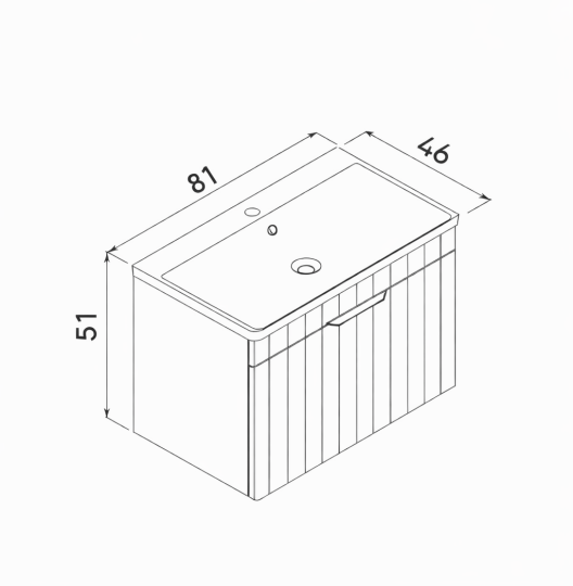 Orka Procıda 80 cm Mat Beyaz / Krom Kulplu ,Banyo Dolabı Alt Modül ve Lavabo, 5007213 - 8