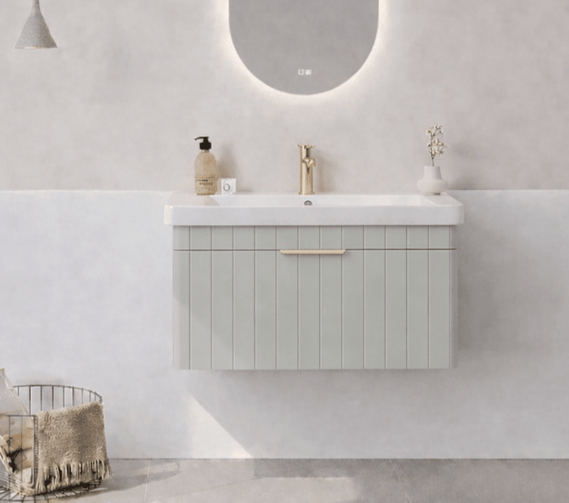 Orka Procıda 80 cm Mat Kaşmir / Altın Kulplu ,Banyo Dolabı Alt Modül ve Lavabo, 5007211 - 1