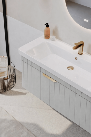Orka Procıda 80 cm Mat Kaşmir / Altın Kulplu ,Banyo Dolabı Alt Modül ve Lavabo, 5007211 - 5
