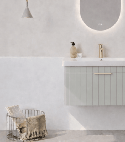 Orka Procıda 80 cm Mat Kaşmir / Altın Kulplu ,Banyo Dolabı Alt Modül ve Lavabo, 5007211 - 7