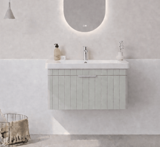 Orka Procıda 80 cm Mat Kaşmir / Krom Kulplu ,Banyo Dolabı Alt Modül ve Lavabo, 5007215 - 2