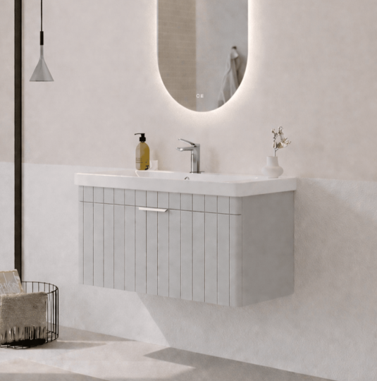 Orka Procıda 80 cm Mat Kaşmir / Krom Kulplu ,Banyo Dolabı Alt Modül ve Lavabo, 5007215 - 4