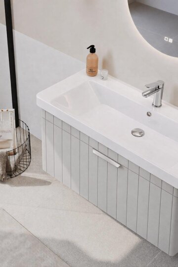 Orka Procıda 80 cm Mat Kaşmir / Krom Kulplu ,Banyo Dolabı Alt Modül ve Lavabo, 5007215 - 5
